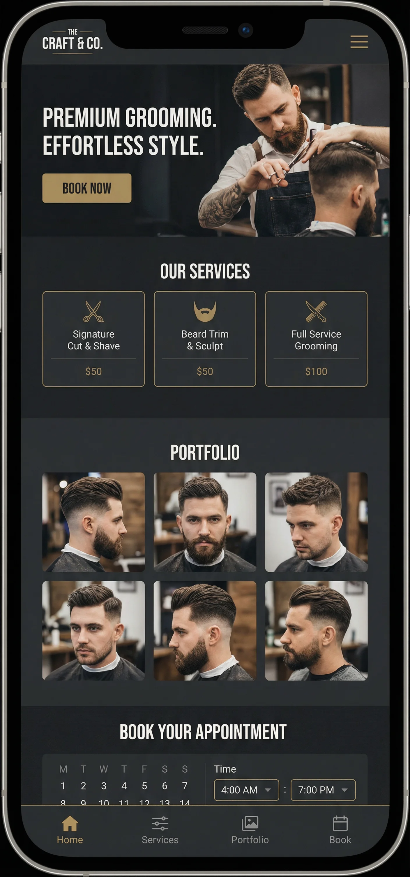 Barbers & Hairdressers website on desktop, tablet, and mobile