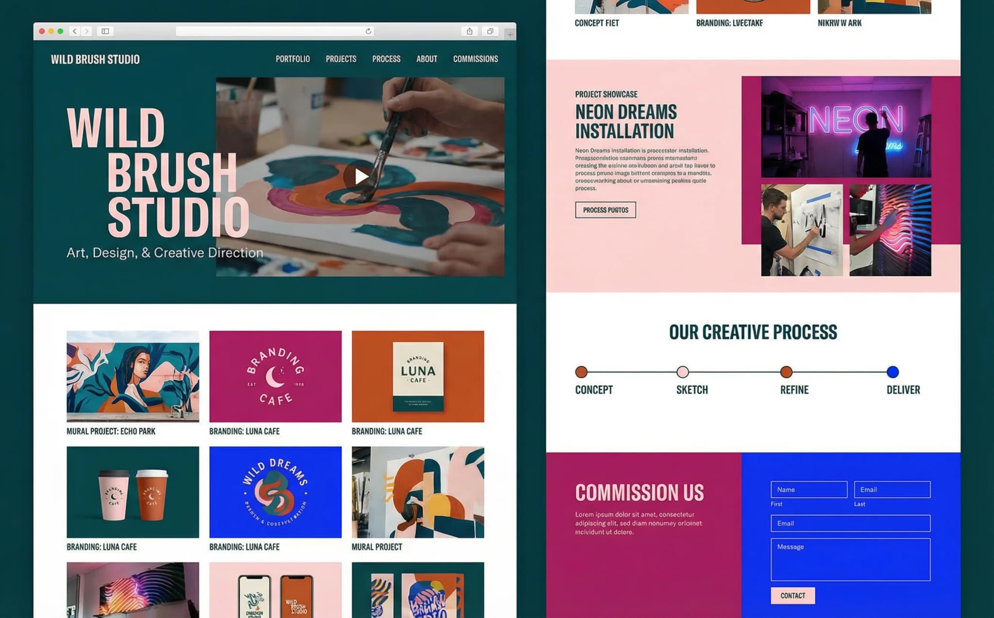 Website design example for Creatives & Artists