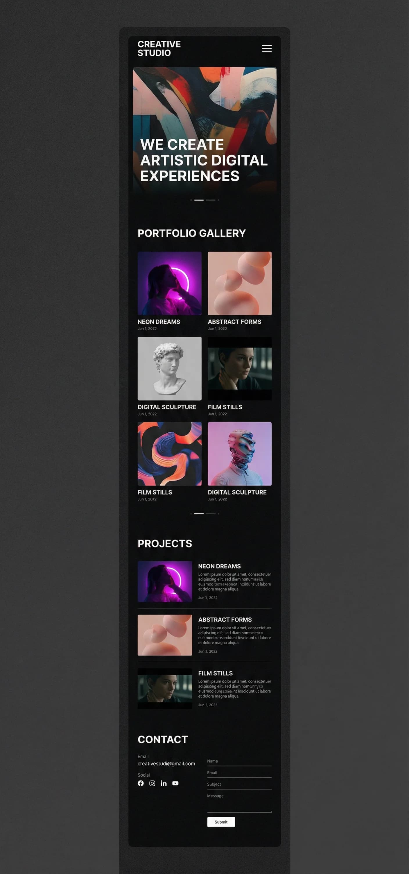 Creatives & Artists - website development showcase 5