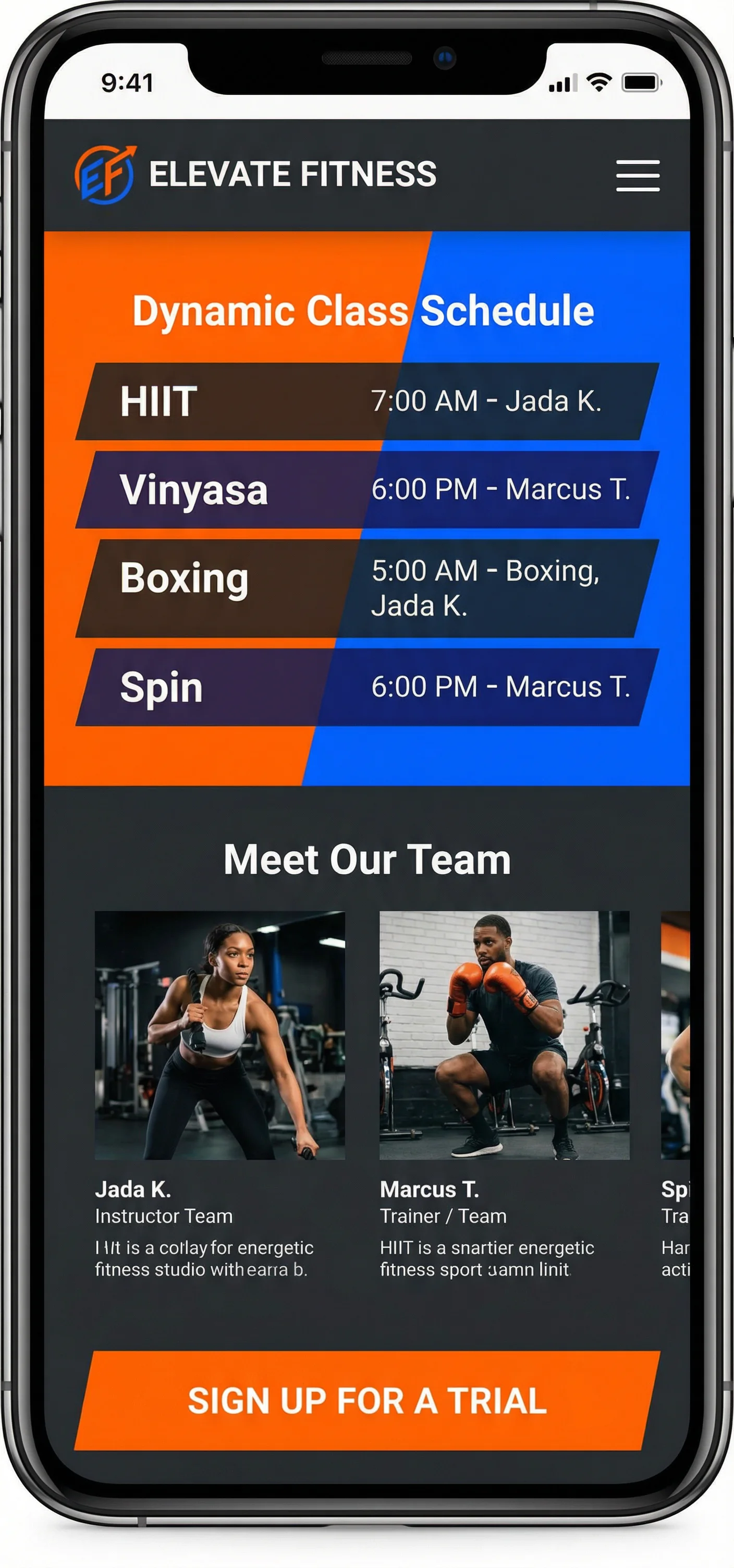 Fitness & Studios - website development showcase 5
