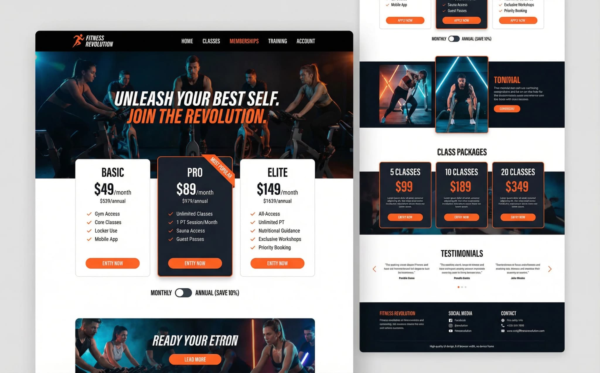 Fitness & Studios - website development showcase 7