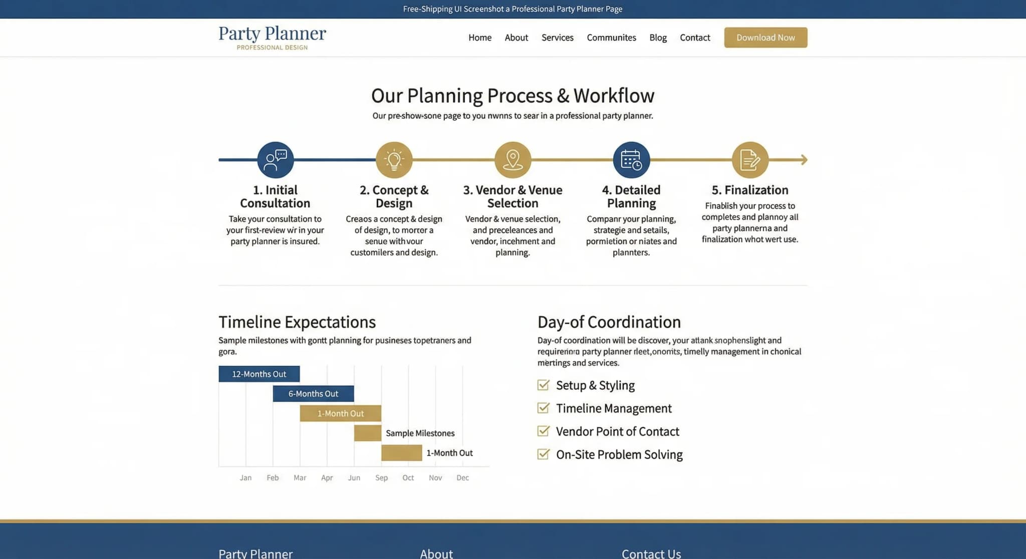 Party Planners - website development showcase 5