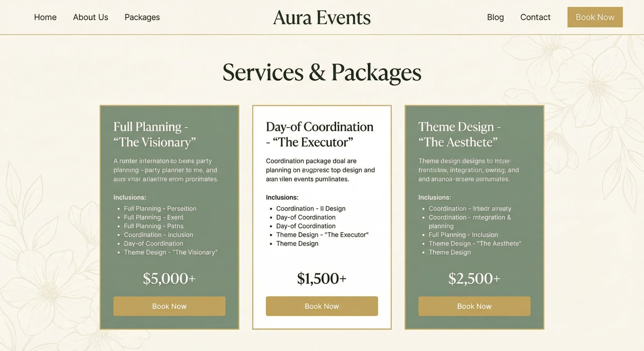 Party Planners - website development showcase 6