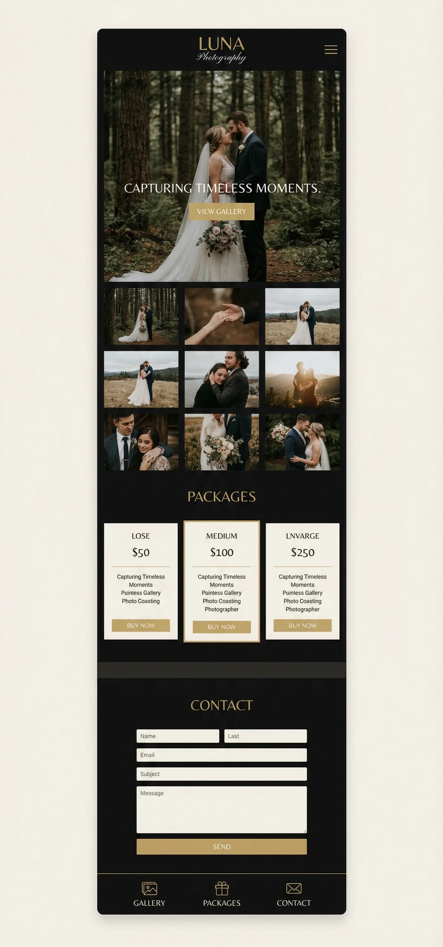 Photographers website on desktop, tablet, and mobile