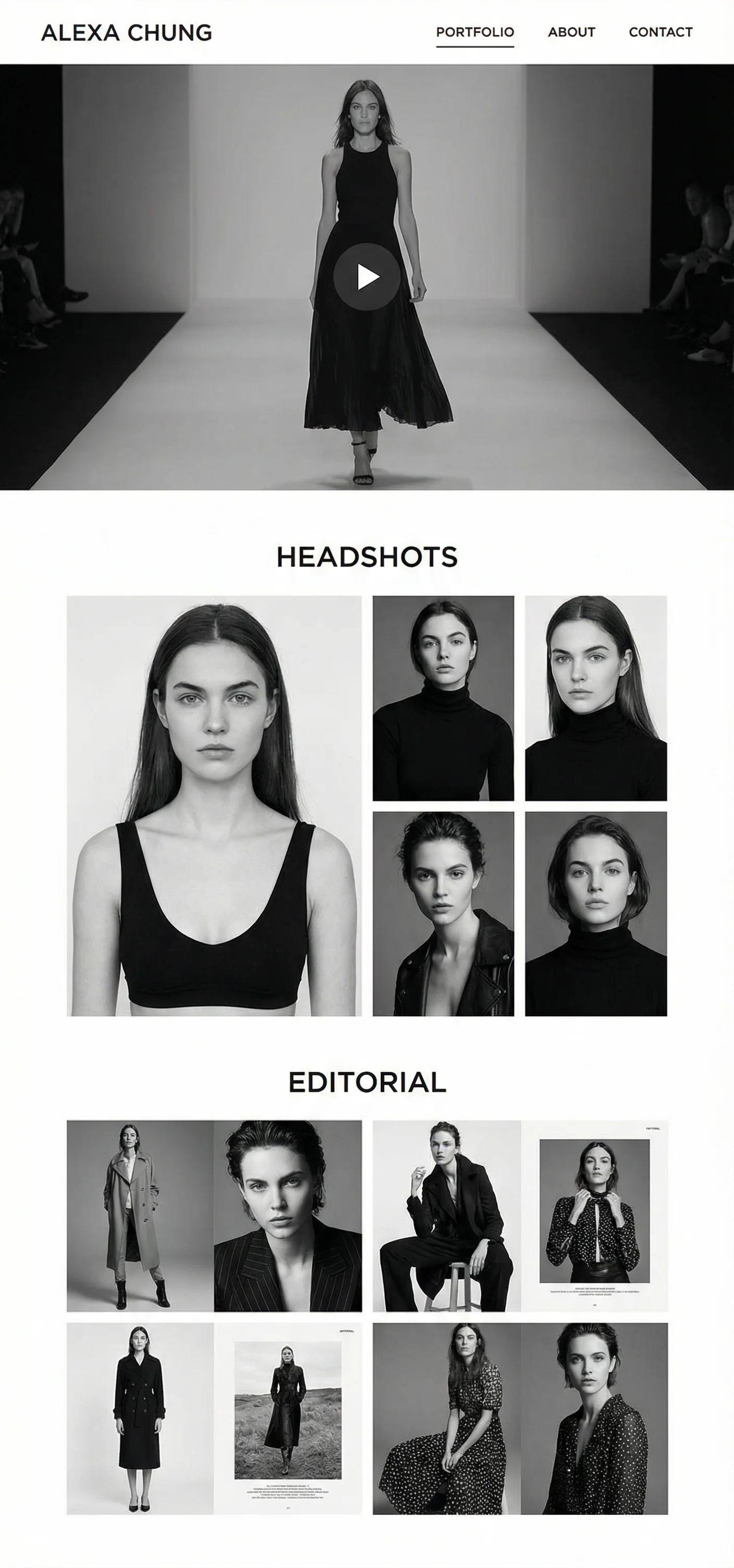 Professional Modeling website on desktop, tablet, and mobile