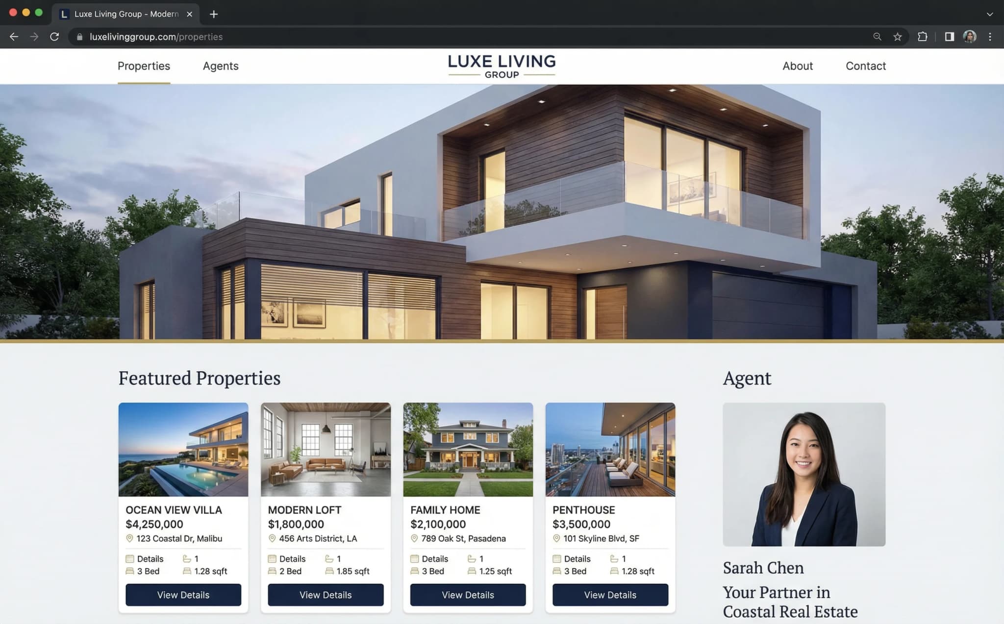 Real Estate & Property website on desktop, tablet, and mobile