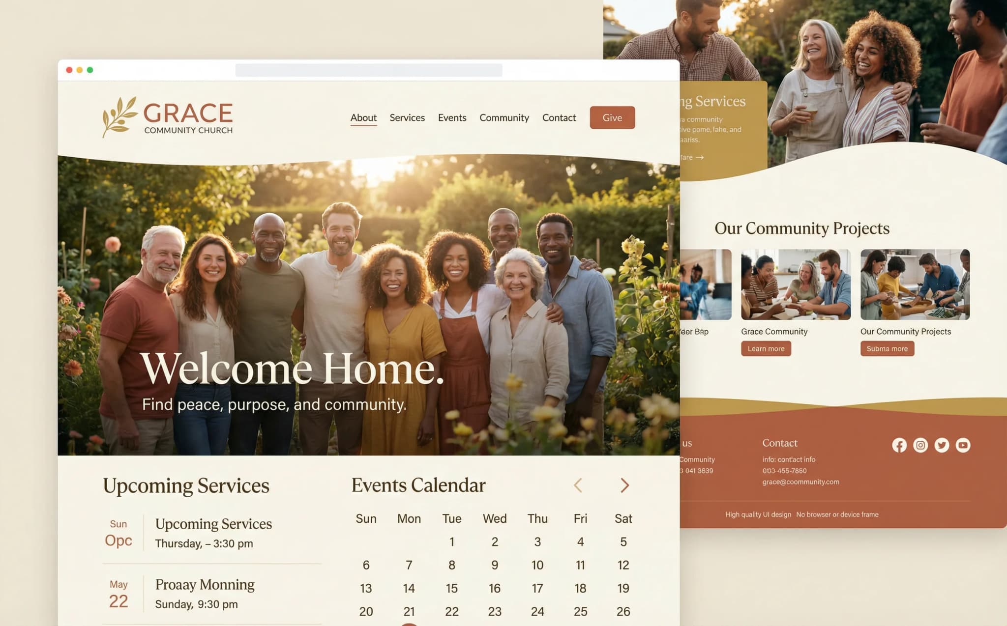 Religious Organizations website on desktop, tablet, and mobile