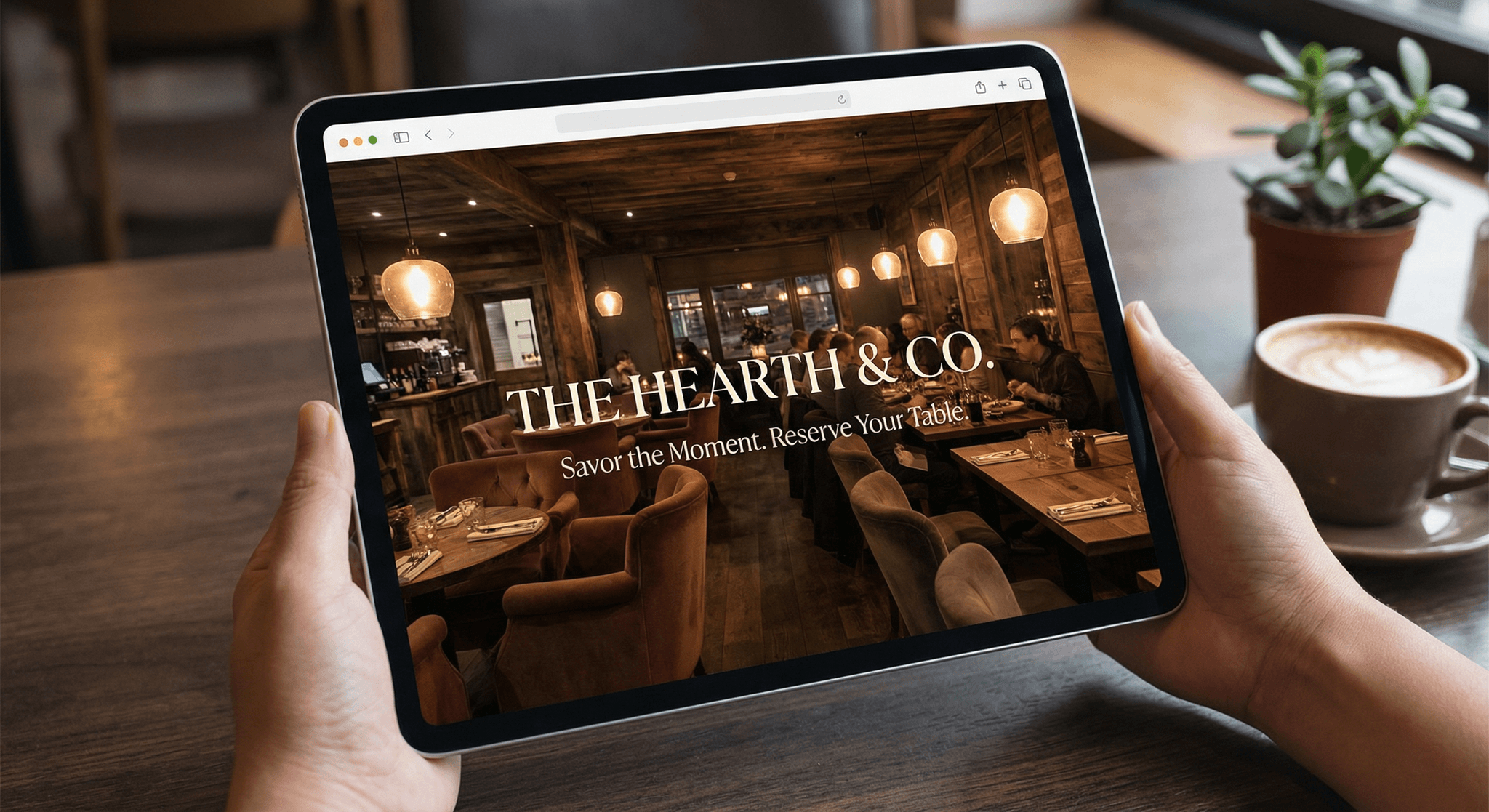 Immersive restaurant ambiance showcased through elegant web design