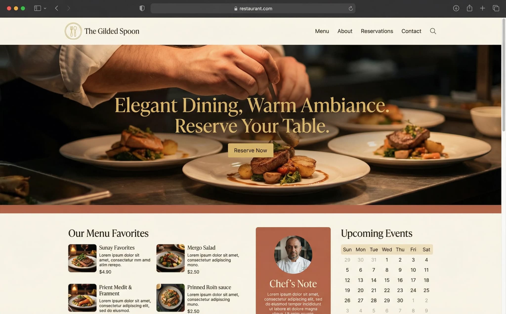 Restaurants & Cafés website on desktop, tablet, and mobile